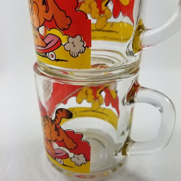 Garfield & Oddie Mug (2) Vtg 1978 Use Your Friends Wisely Glass Mcdonalds Cup - Picture 9 of 16